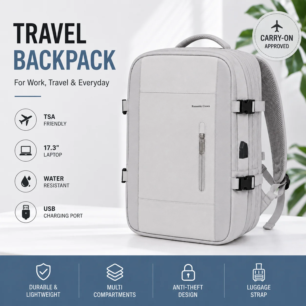 Expandable Waterproof Laptop Backpack - Image 2