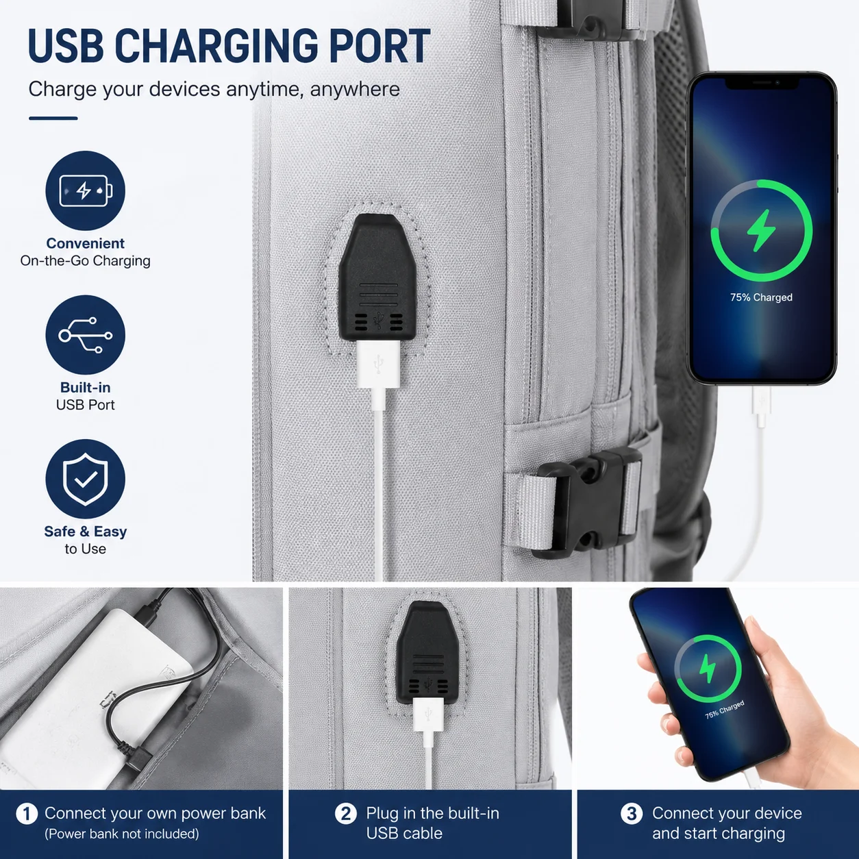 Expandable Waterproof Laptop Backpack - Image 3