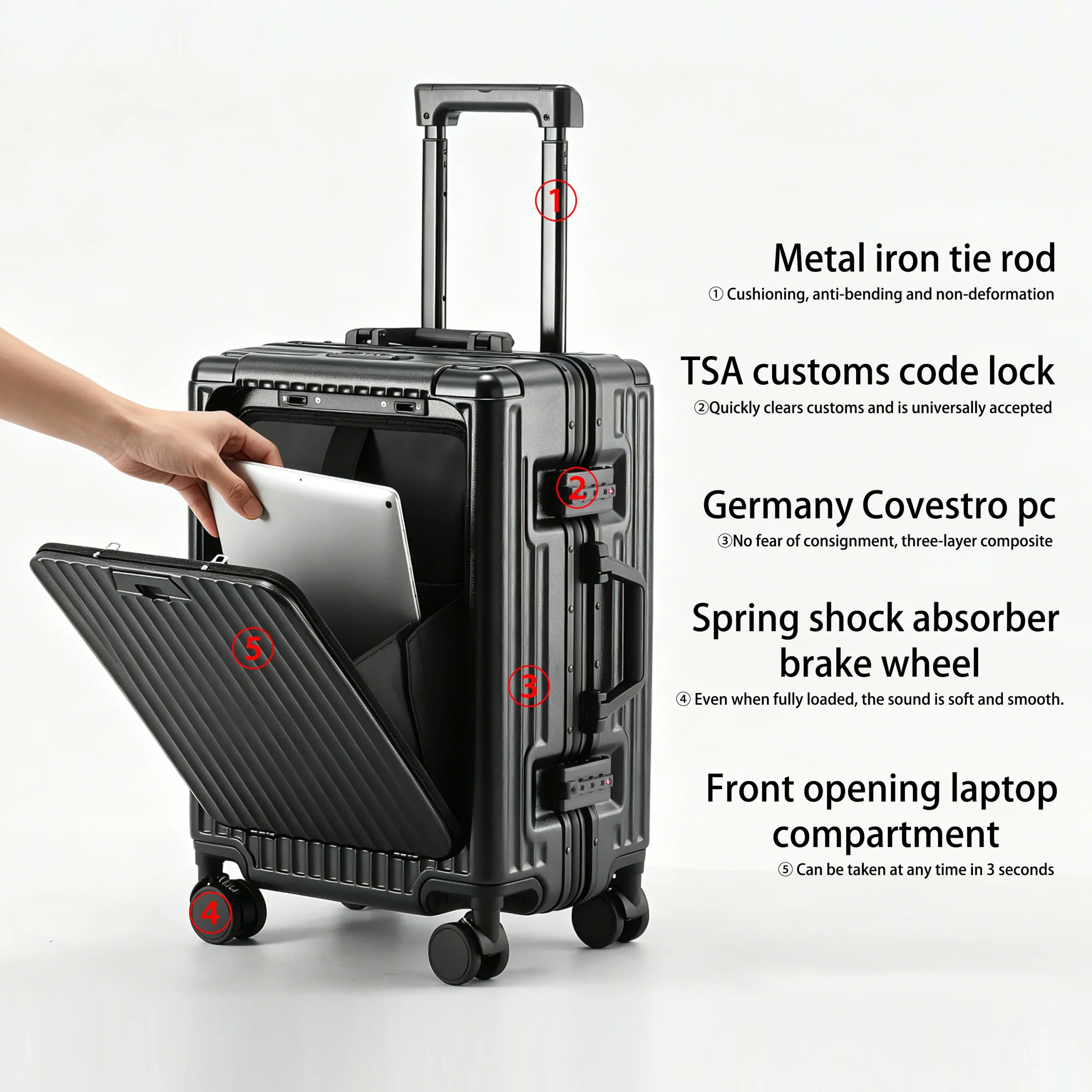 Front Opening Aluminum Frame Suitcase - Image 2