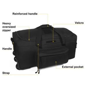 Large Capacity Tactical Rolling Duffel Bag - Thumbnail Image 2