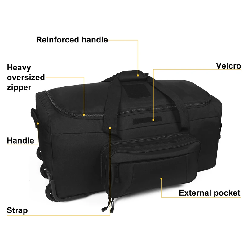 Large Capacity Tactical Rolling Duffel Bag - Image 2