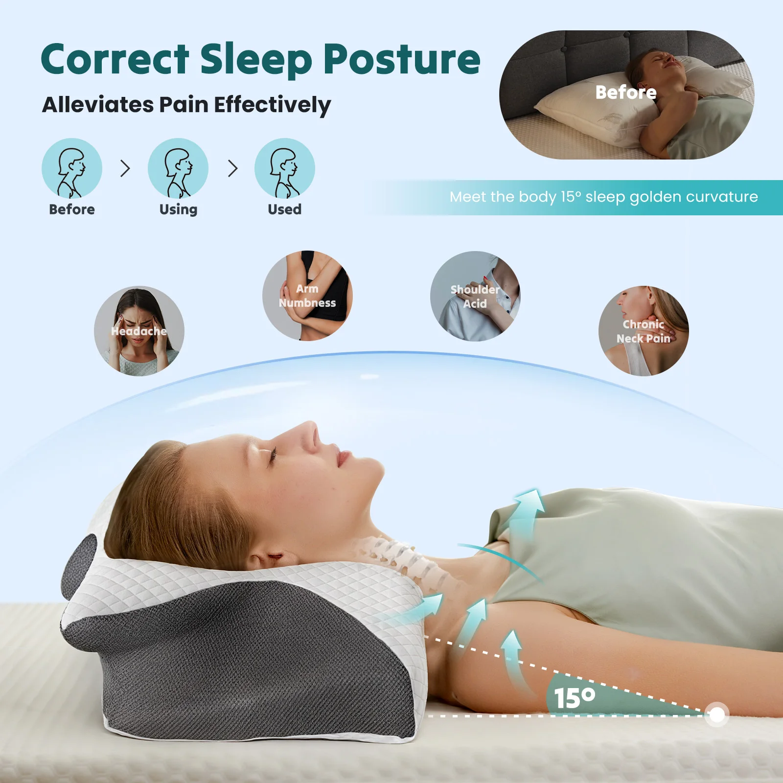 Wide Cervical Neck Pillow - Image 4