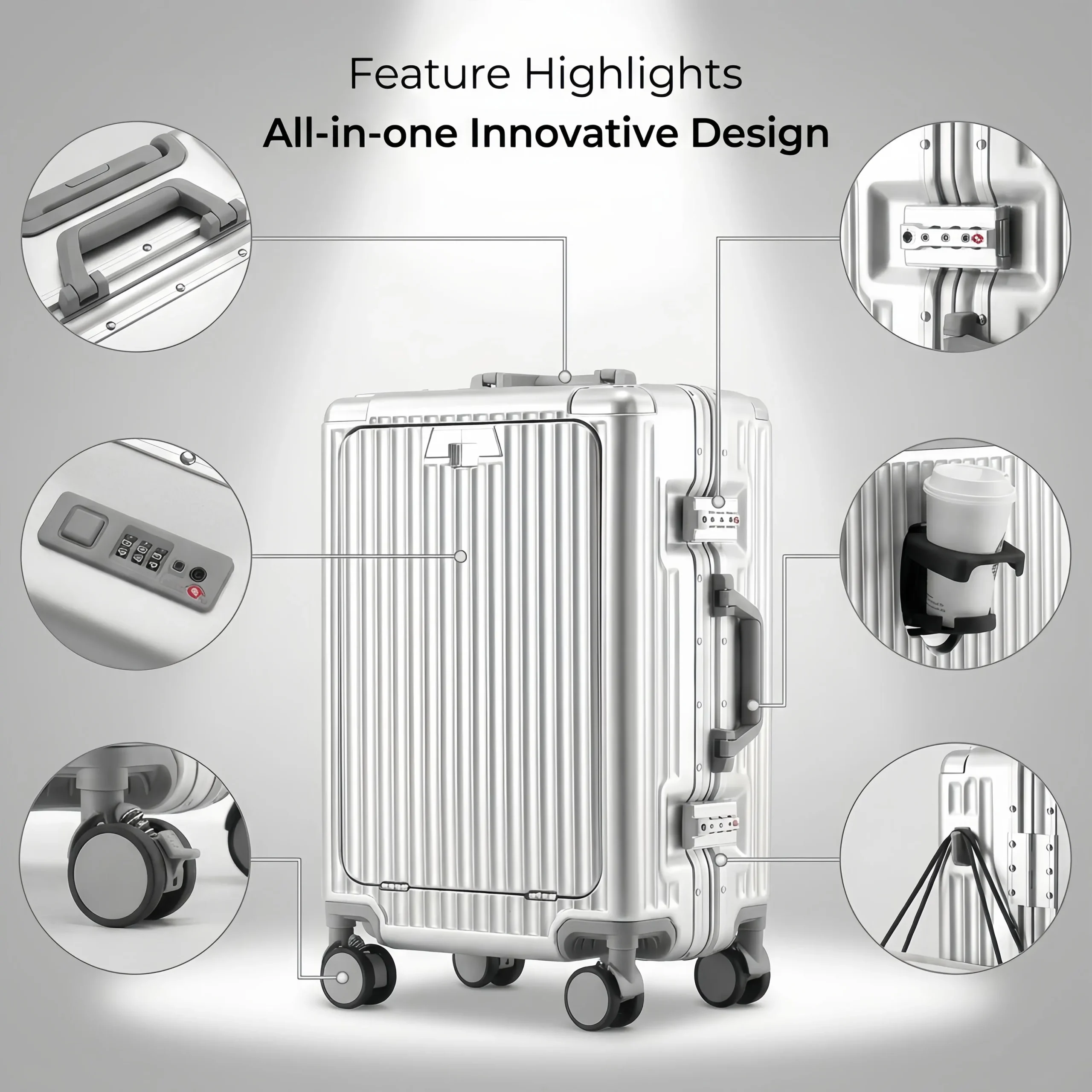 Front Opening Aluminum Frame Suitcase - Image 4