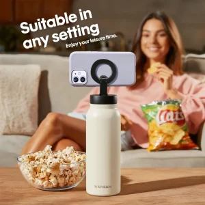 Insulated Water Bottle with Magnetic Phone Holder - Thumbnail Image 2