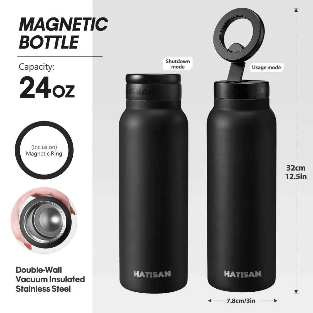 Insulated Water Bottle with Magnetic Phone Holder - Image 3